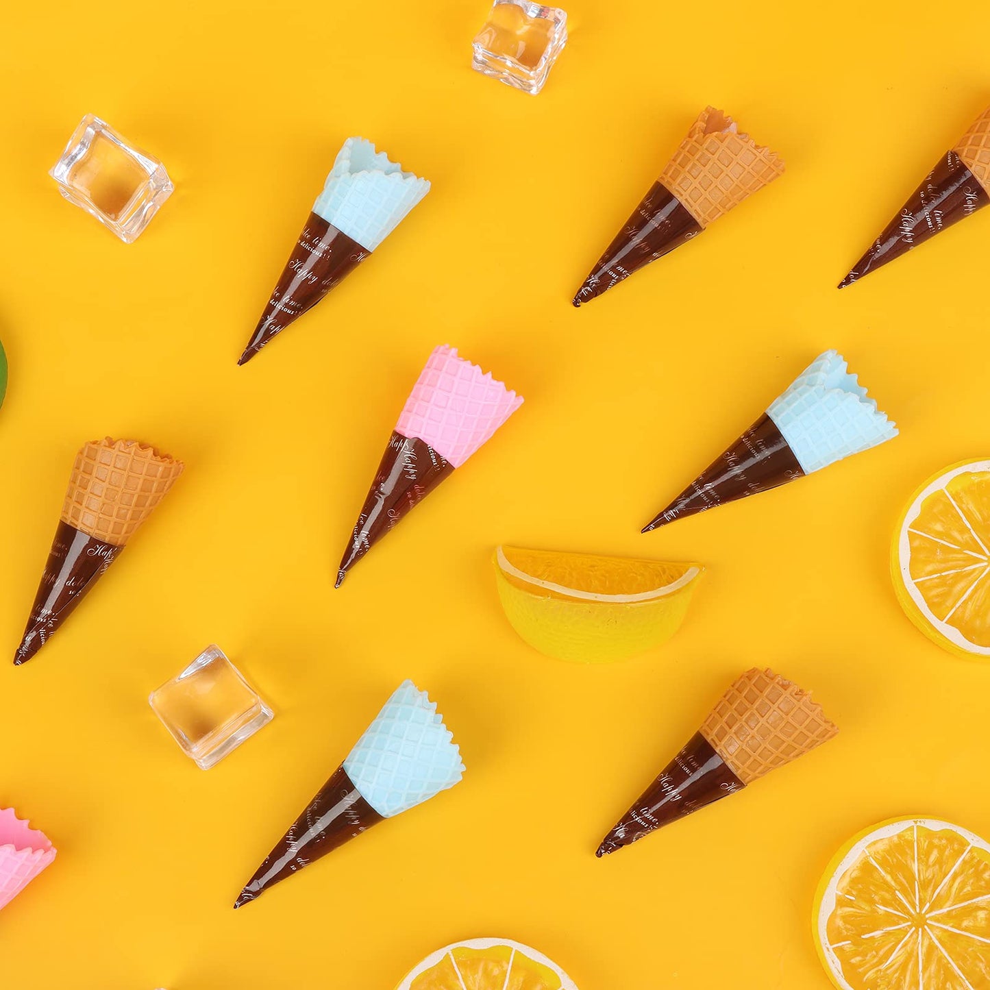 30 Pcs Mini Realistic Artificial Ice Cream Cone Adorable Ice Cream Cone Pretend Play Food Dollhouse Refrigerator Supplies Simulation Cone Light Clay Crisp Cone Cream Gel Food Play Accessories