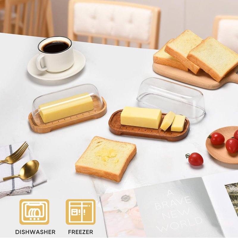 Butter Dish with Lid, Butter Container Holds for East/West Coast Butter, Butter Tray with Lid Fridge - Butter Holder for Counter, 2026 Upgrade
