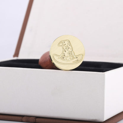 Yoption Wax Seal Stamp Gift Box Set, 6 Pieces Wiccan Copper Sealing Wax Stamp Heads + 1 Wooden Hilt for Invitations Letter Cards Envelopes Witchcraft