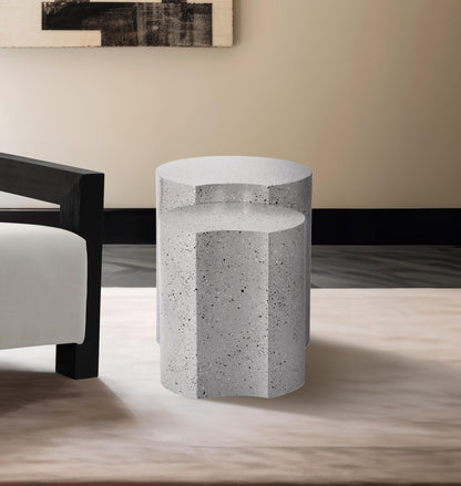 Meridian Furniture 99084White-2C Dimple Collection Modern | Contemporary End Table with White Terrazzo Pattern, Iron Metal, Modular, 28" W x 15.75" D x 18" H, White, Set of 2
