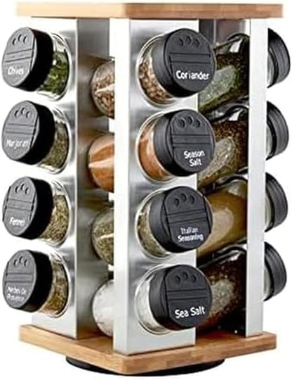 16 Countertop 5 Kamenstein Jar Warner Revolving Spice Rack Organizer with Lift & Pour Caps and Spices Included, FREE