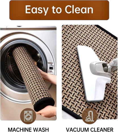 eqivei Kitchen Rugs and Mats Non Skid Washable Set of 2 PCS, Absorbent Runner Rugs for Kitchen, Front of Sink, Kitchen Mats for Floor, 17.3"x 47"+17.3"x 29" (Black)