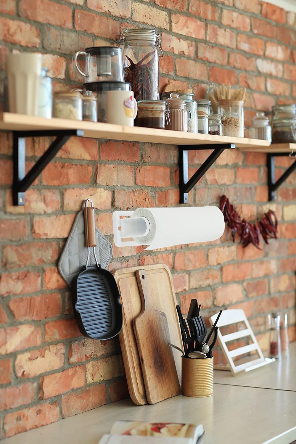 DecorRack Wall Mount Paper Towel Holder for Kitchen and Bath, Flexible Shatterproof Plastic, Vertical or Horizontal