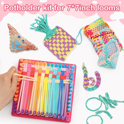 1000pcs Refill Loops for 7-Inch Weaving Loom Potholder Loop in 8 Colors, Durable Nylon DIY Kit Crafts Projects Pastel Loops Flexible Loom Kit Elastic Ideal Gifts for Girls Ages
