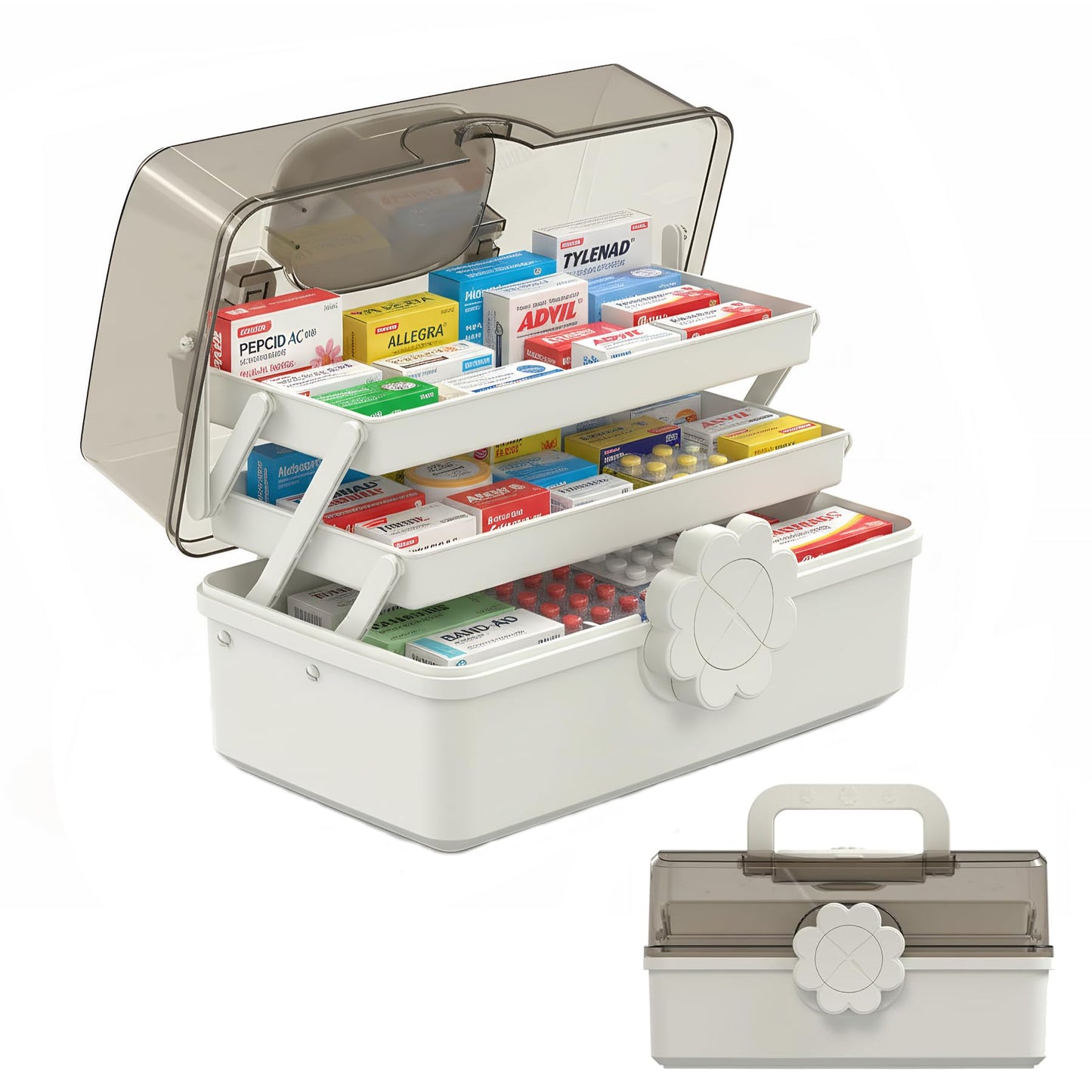 Pulseplay 3-Layer Large Capacity Art Craft Organizer Storage Box - Portable Plastic Tool Box with Handle for Sewing, Art Supply, Nail, Hair Accessories, Medicine for Home Office and Travel