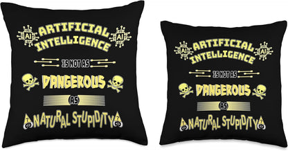 Funny AI Tech Geek Sarcastic Throw Pillow, Multicolor, 16x16