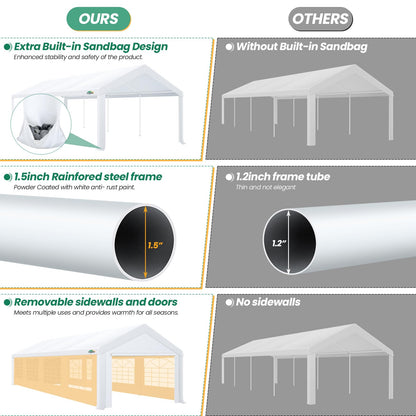 COBIZI 10x30 Party Tent Heavy Duty, Tents for Parties with Removable Sidewalls & 4 Built-in Sandbags, Commercial Wedding Tent, UV 50+, Waterproof, White