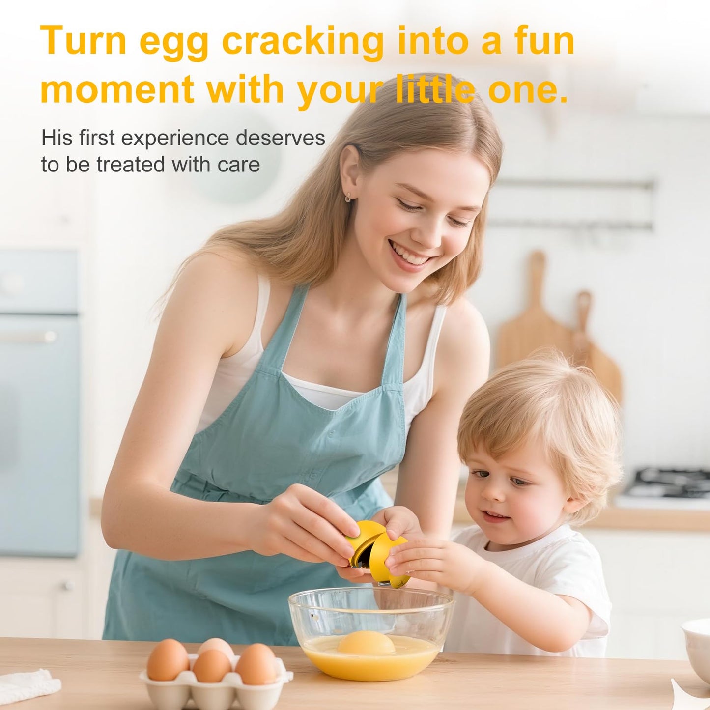 Egg Cracker, Silicone Egg Shell Opener, Cute Egg Shaped Design, Opens Eggs with Ease, A Little Happiness Boost for Your Kitchen. (Color: Yellow, 2-Pack)