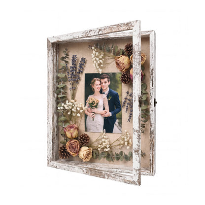 TILBLKUP Shadow Box Frame Display Case 13x16 Shadow Box with Linen Back, Real Glass Window Door with Hinge, Picture Frame for Memorabilia Medals Wedding Bouquet Collections, Memory Box for Keepsakes