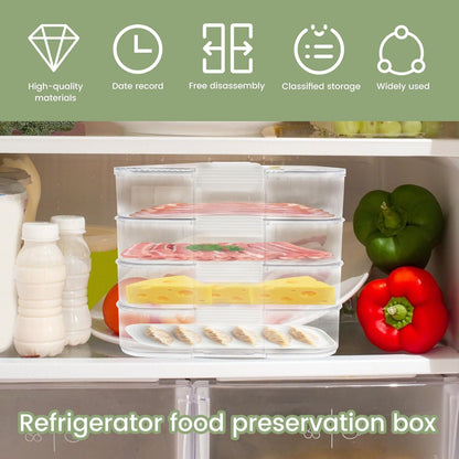 Deli Meat Container for Fridge, 4 Layer Lunch Meat Storage Container with Lid for Bacon and Cheese Organization