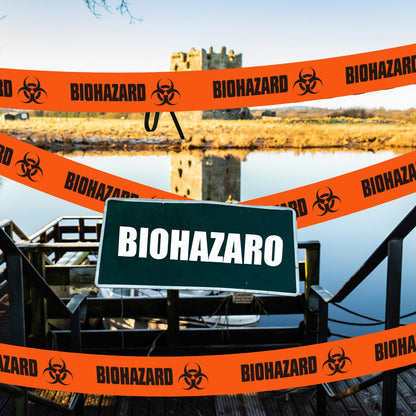 Innconee 3 Rolls Biohazard Tape Roll Safety Warning Adhesive Stickers Orange Caution Tape Roll with Legend Biohazard for Identifying and Marking, 55 Yd. Length x 2" Width