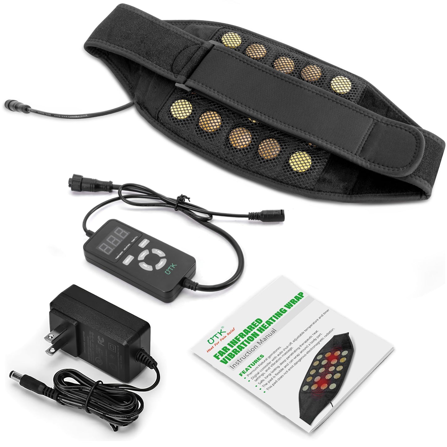 UTK Heating Pad for Back Pain Relief, Far Infrared Heating Pads with 20 Natural Jade Stones, Heating Fast, Hot Enough, Auto Shut Off, Smart Controller, 55'' Large Size Heat Pad for Back
