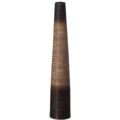 47-Inch Tall Handcrafted Brown Ceramic Floor Vase - Waterproof Cylinder-Shaped Freestanding Vase, Ideal for Tall Floral Arrangements and as a Standalone Piece