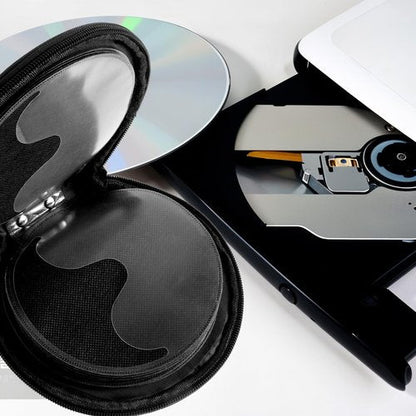 Bewudy CD Case Holder, CD Case for Car DVD Holder Portable Disc Organizer DVD Round Storage Wallet for Car, Home, Travel Carrying (Black)