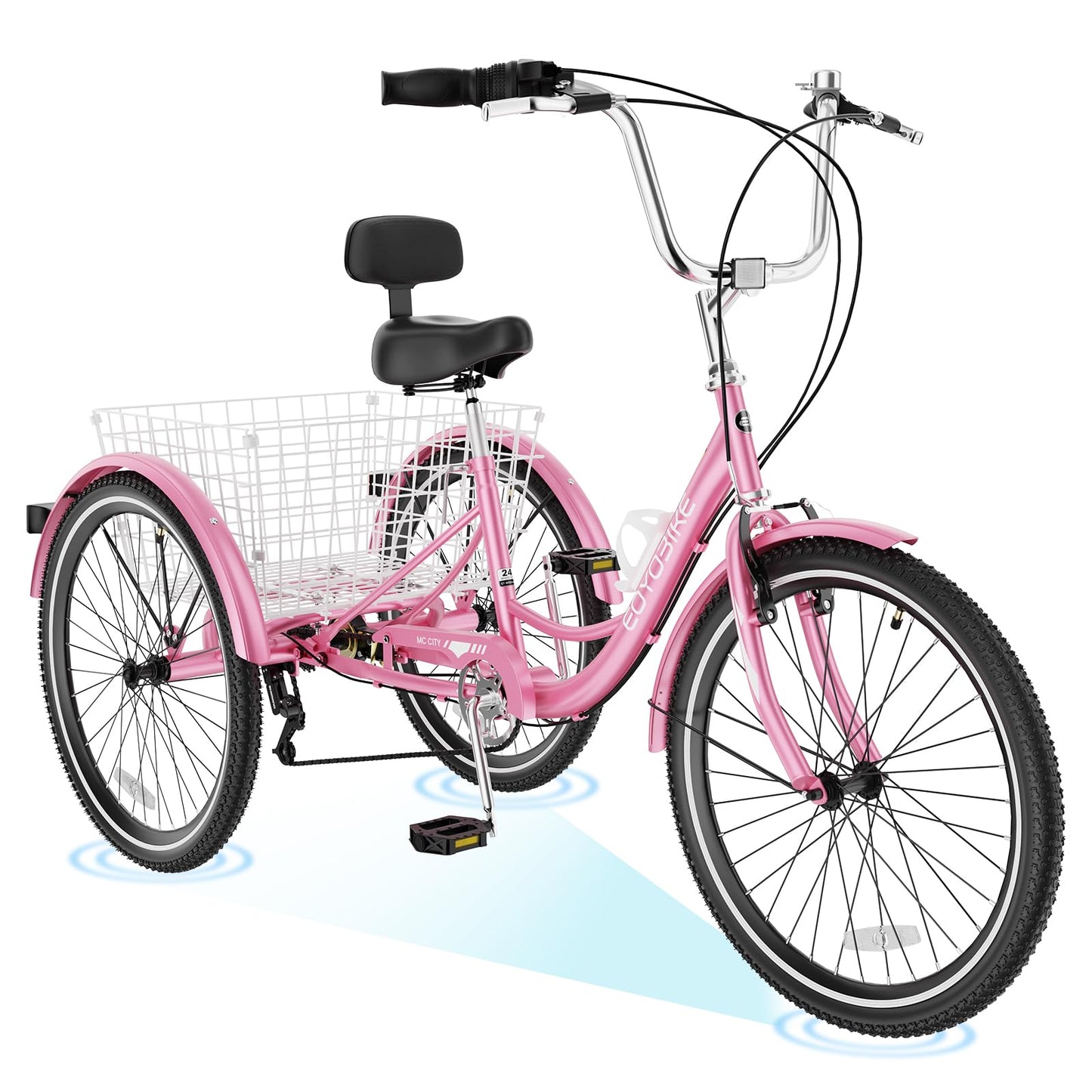 ABORON Adults Tricycle, 3 Wheels Bike for Adult, Tricycle for Adults, Double-Wall Wheel Rims, Tricycle for Women Men Exercise Outdoor Sports