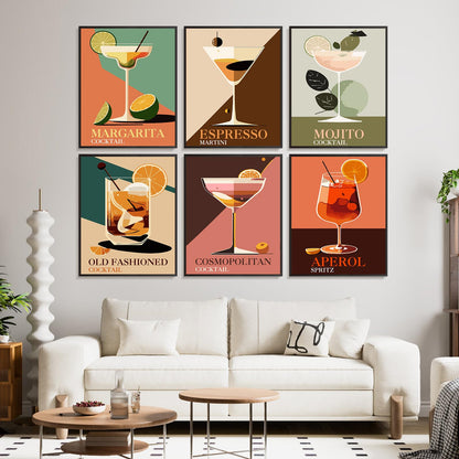 6 Pack Paint by Numbers Kit for Adults Beginners - 8x10 Inch Cocktail Adult Paint by Number Kits on Canvas, Cocktail DIY Acrylic Oil Number Painting Kits for Adults, Perfect for Gift Home Decor