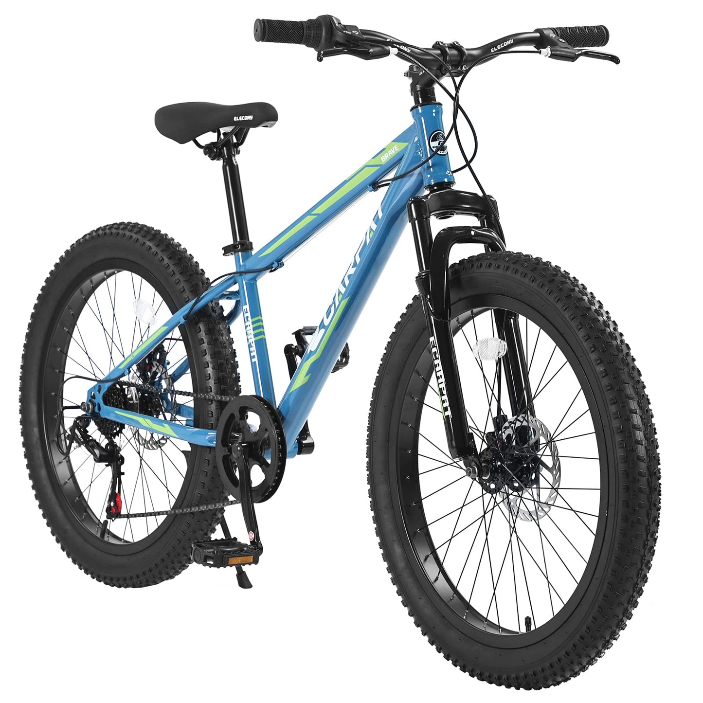 richvelo 26 Inch Fat Tire Bike Adult/Youth Full Shimano 7 Speeds Mountain Bike, Dual Disc Brake, High-Carbon Steel Frame, Front Suspension, Mountain Trail Bike, Urban Commuter City Bicycle