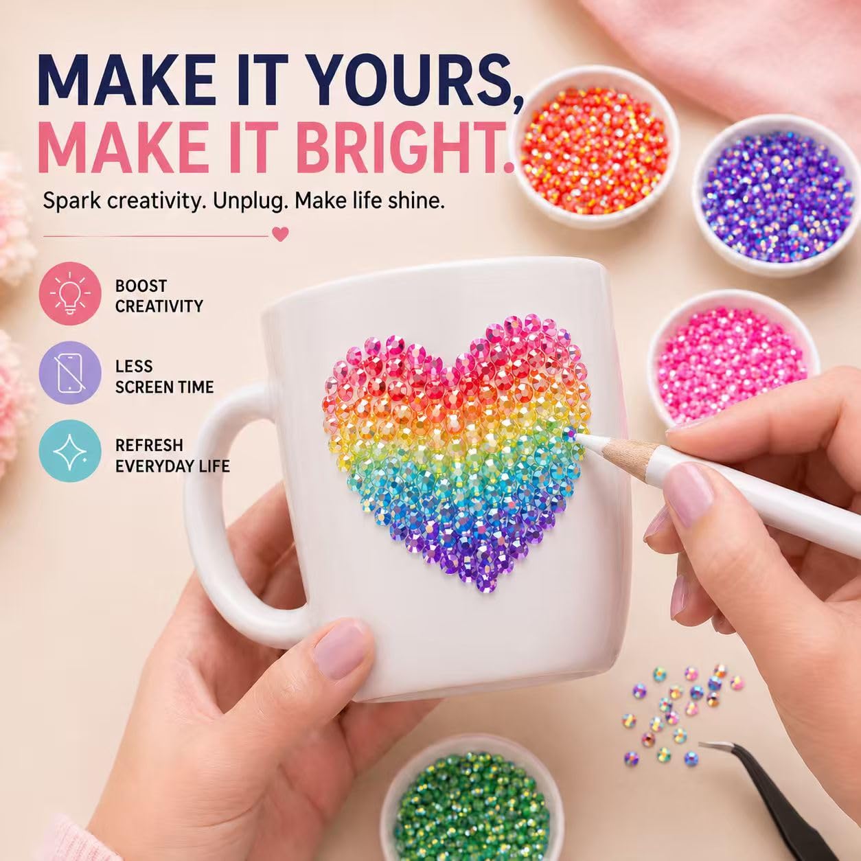 Bluvarionix Bedazzling Kit, 40000Pcs 40 Colors Jelly Rhinestones for Bedazzling, 3mm Resin Flatback Gems, Bedazzler Kit with Rhinestones and 3Pcs B7000 Glue for DIY Crafts, Nails, Tumblers