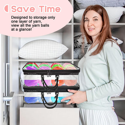 Yarn Storage Bags 3 Pack, Clear Yarn Storage Organizer 12x16x4 Inches