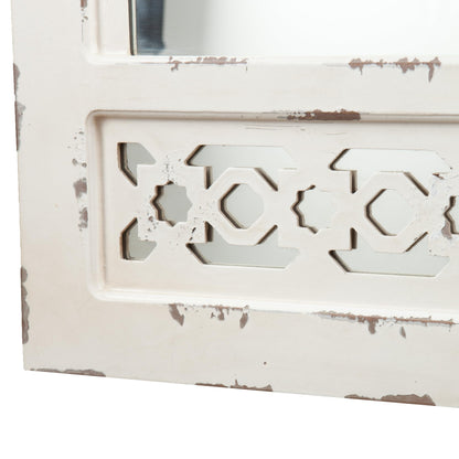SEI Furniture - Gilmore Shabby Chic Wall Mount Jewelry Mirror - Transitional Design, White Iron and Wood - Fully Assembled - Ideal for Bedroom, Living Room (JS5532)