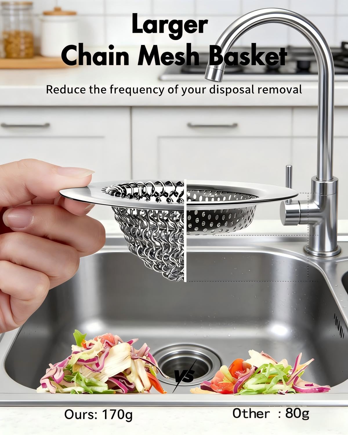 Ztruth Kitchen Sink Drain Strainer Patented Reversible Sink Strainer, Anti-Clogging Sink Strainer Basket, 304 Stainless Steel, Handmade Kitchen Gadgets, Dishwasher Safe
