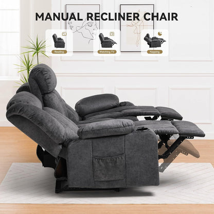 COMHOMA Living Room Furniture Sets Manual Reclining Sofa,3 Seat Recliner Sofa Chair,Couch Furniture for Living Room,Furniture,Meeting Room,Dark Gray(3-Seater Sofa*2)