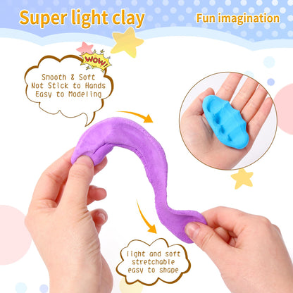 Air Dry Clay Kit, 36 Colors Modeling Clay with Tools, Ultra Light, Safe and Non-Toxic 36 Colors with 3 Sculpting Tools
