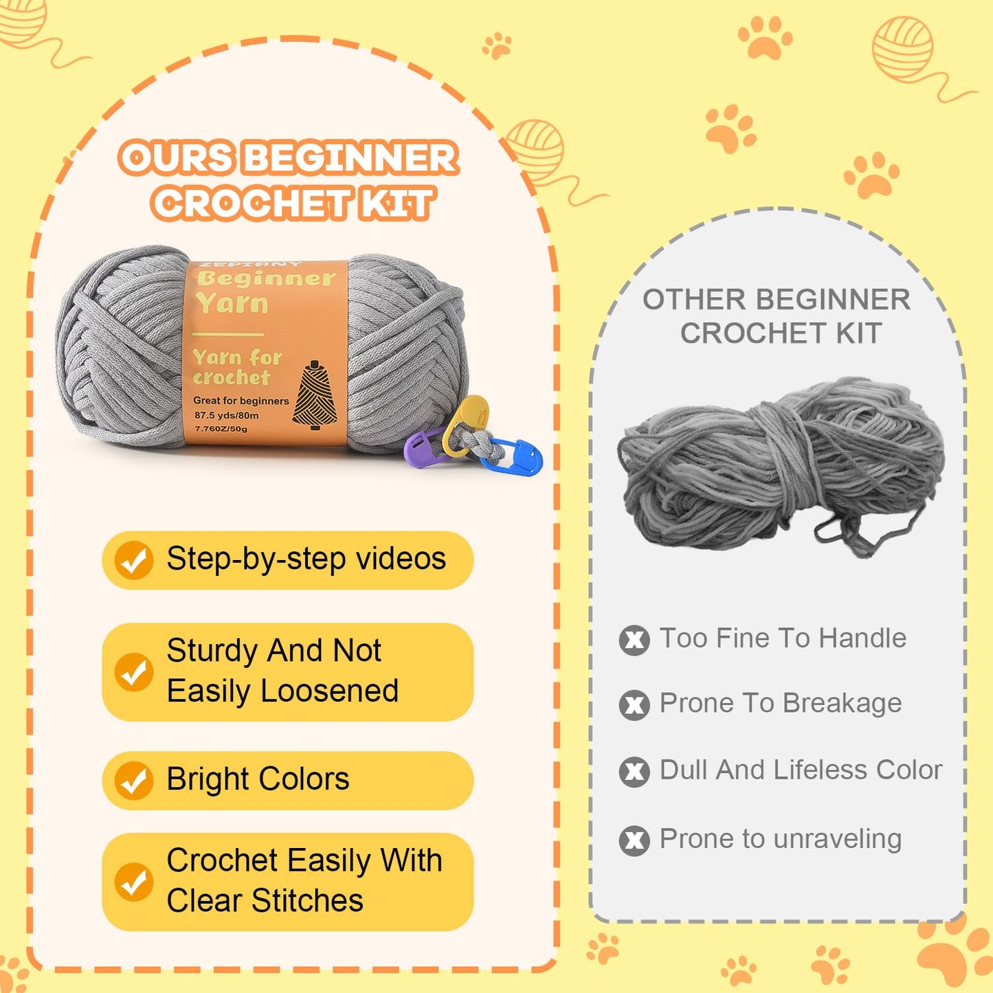 Zepiany Crochet Kit for Beginners, Crochet Cat Beginner Crochet Kit for Adults, Amigurumi Crochet Animals Cat Crafts Crochet Kits, Easy Knitting Kit Galentines Day