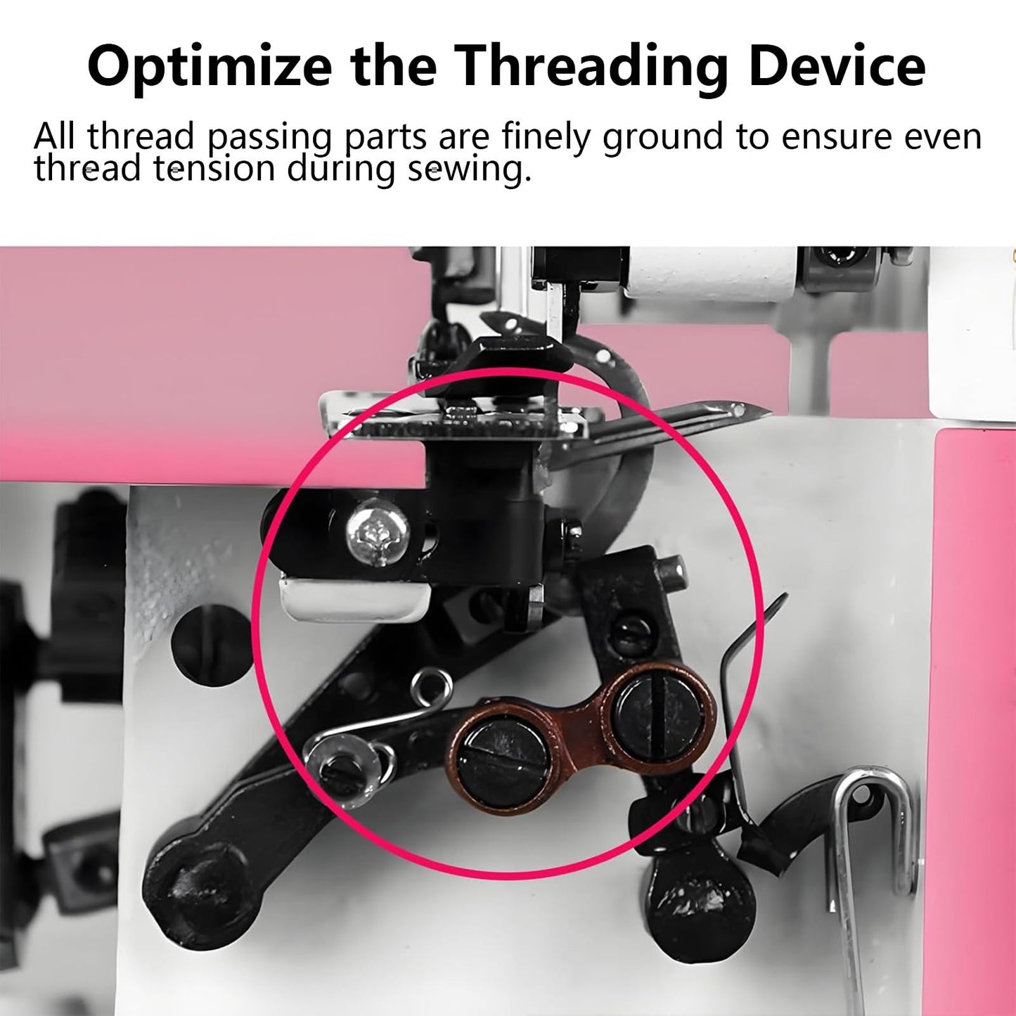 Four Threads Portable Sewing Machine Metal Frame Serger Four-Thread Lockstitch Sewing Machine Small Desktop Overlock for Hemming and Sewing