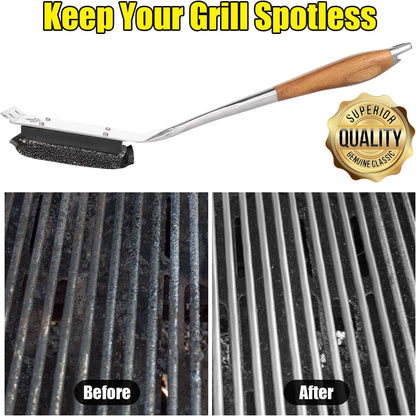 XUDKAKAIXIN Grill Brush - Bristle-Free Design with Replacement Head | Safe & Efficient for Cast Iron & Stainless Steel Grates