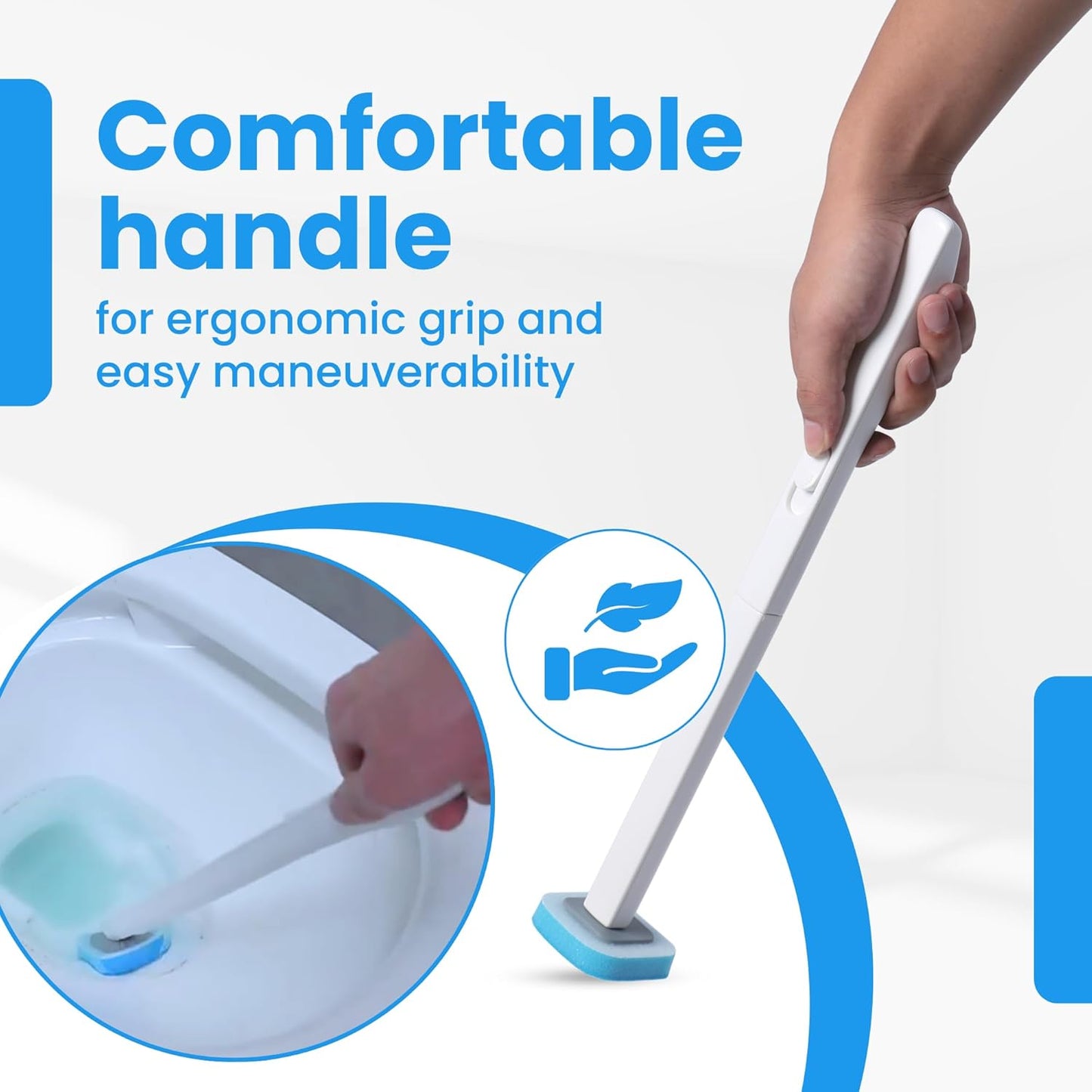 WizardFlush Toilet Brush - Disposable Toilet Bowl-Cleaner for Bathroom - Scrub Brush for Toilet - Space Saving