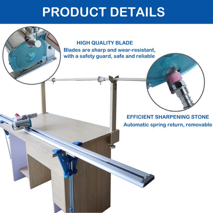 HayWHNKN Fabric Cutter High Speed Cloth Cutting Machine with 86.6inch Guideway and Counter Industrial Fabric End Cutter Machine 220V 180W