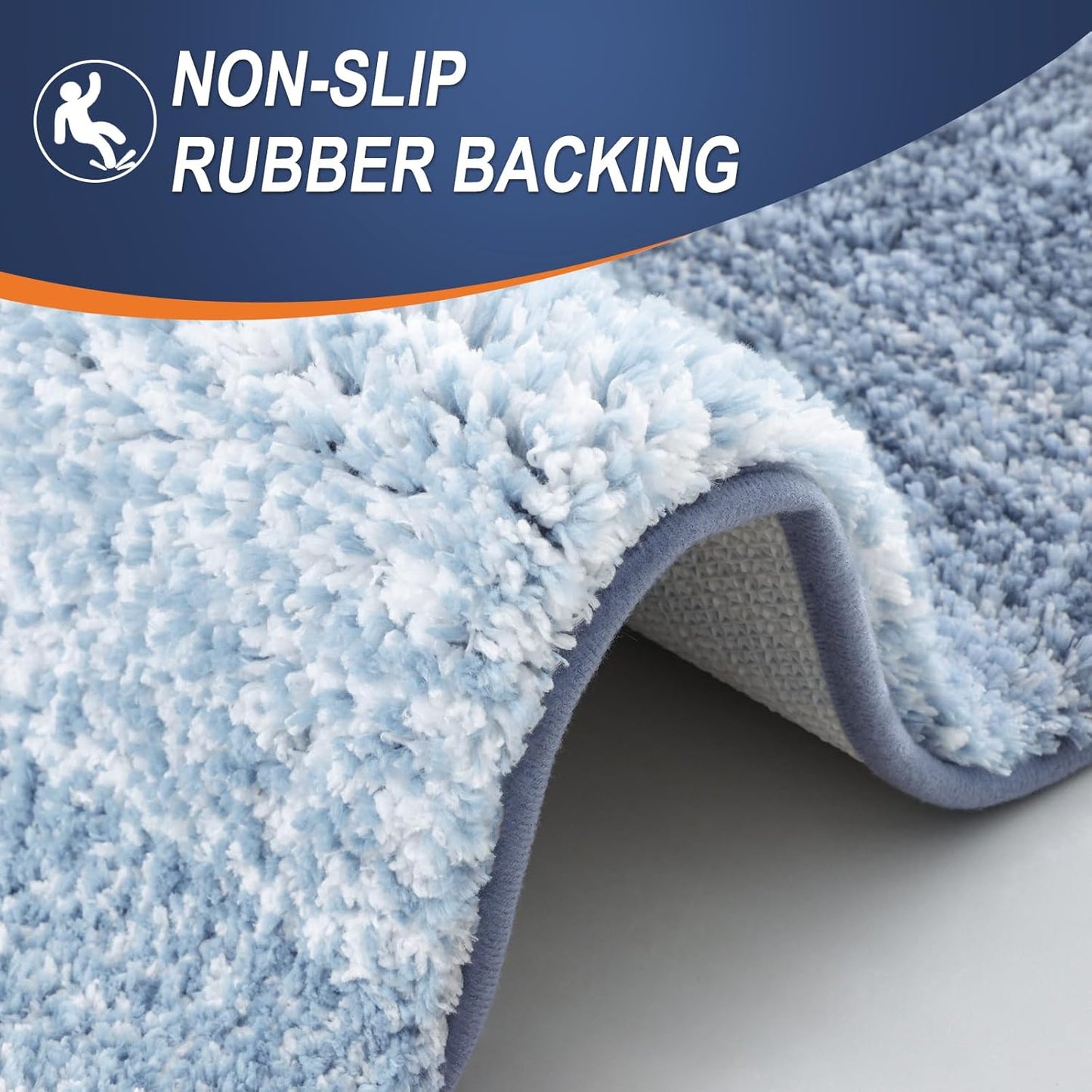 OLANLY Bathroom Rug Mat - Extra Soft Microfiber Bath Mat | Non-Slip Plush Shaggy Design, 30x20, Blue
