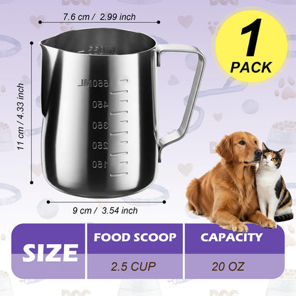 Ashmacdo 2.5 Cup Dog Food Scoop Stainless Steel Dog Food Measuring Cups Pet Food Scoop with Precision Scale Measurements for Dogs,Cats or Bird Foods, Injection Molded and Dishwasher Safe (2.5 CUP)