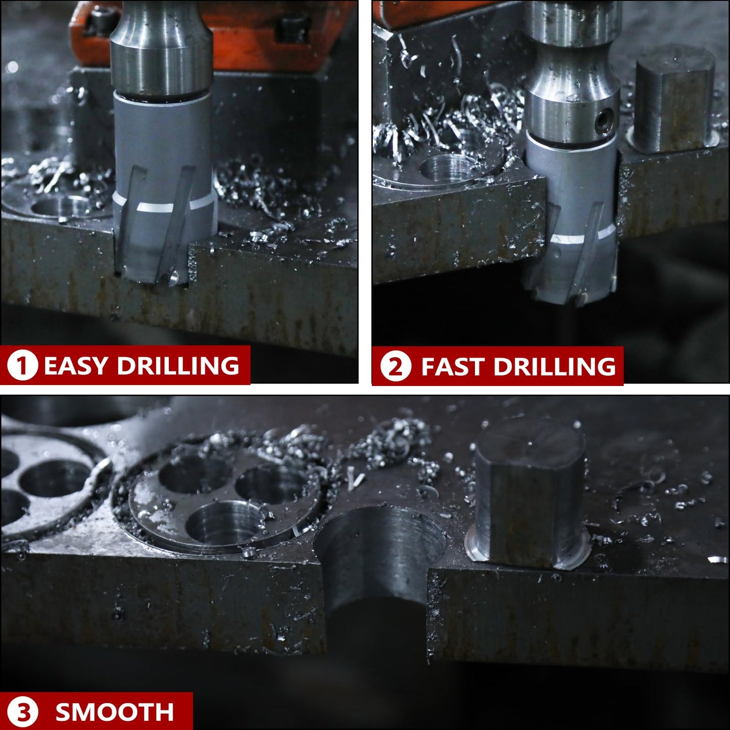 GRIXLEN 3" x 1-3/8" Annular Cutter with Weldon Shank,75mm Carbide Tip Annular Drill Bit for Stainless Steel, Iron (1-3/8" Depth, 3" (75mm) Diameter)