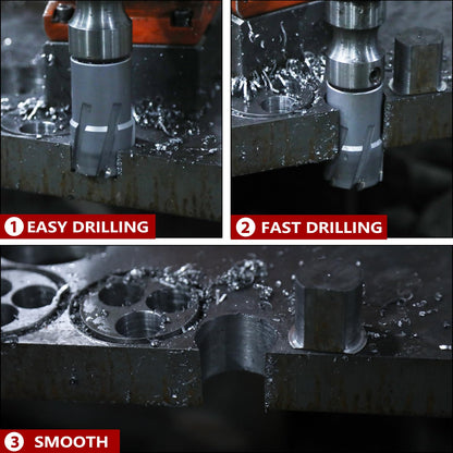 GRIXLEN 3" x 1-3/8" Annular Cutter with Weldon Shank,75mm Carbide Tip Annular Drill Bit for Stainless Steel, Iron (1-3/8" Depth, 3" (75mm) Diameter)