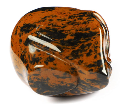 Skullis 2.0" Mahogany Obsidian Crystal Alien Skull, Hand Carved Gemstone Fine Art Sculpture, Reiki Healing Stone Statue.1340