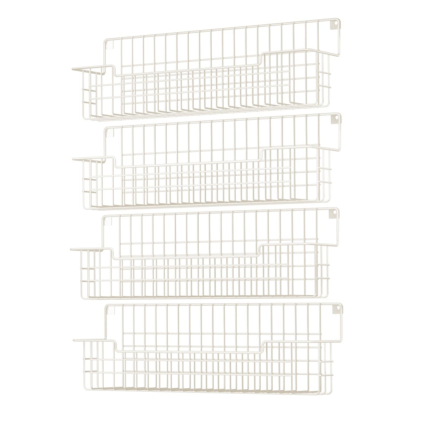 AURIKAR Spice Rack Wall Mount 4 Pack, Metal Wall Mounted Spice Rack Organizer for Cabinet Door & Pantry, Space-Saving Kitchen Spice Rack Shelf, White