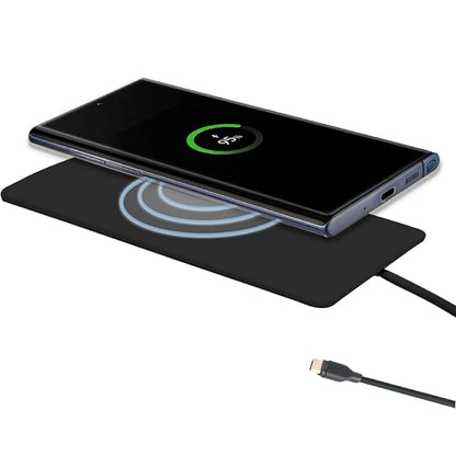 IJS Ultra Slim Universal Fast Wireless Charger - Phone Charger Compatible with All Qi Enabled Phones - Smart Round Fast Charging Pad for Multiple Devices (Black)