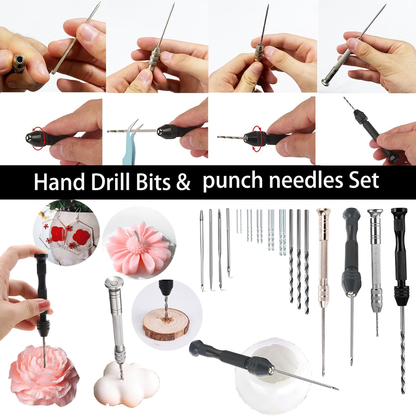 37PCS Candle Making Tools Set Adjustable Punch Needle Long Silicone Mold Needle Drill Candle Wick Hole Drill Steel Sticks to Make Holes in Candles Soap,Mold Punch Wicking Needle Tools Inserting Tool