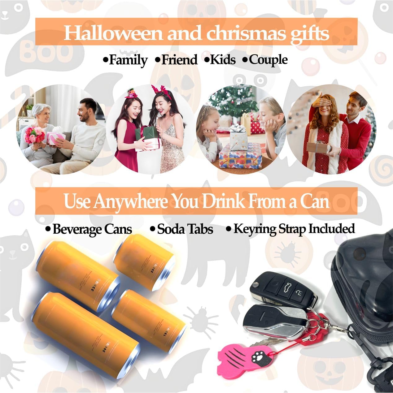 1Pc Pumpkin2 Soda Can Opener and Cover,Easy Soda Tab Opener with Stylish Drink Protectors for Long Nails,Reusable