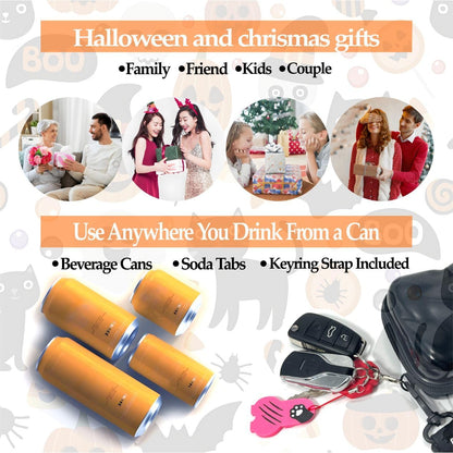 1Pc Pumpkin2 Soda Can Opener and Cover,Easy Soda Tab Opener with Stylish Drink Protectors for Long Nails,Reusable