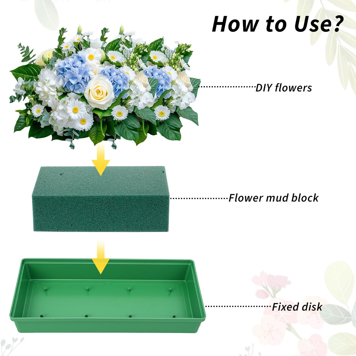 Kifmurase 10PCS Floral Foam Bowls, 10.8 × 5.4 × 1.5 inch Rectangle Wet Floral Foams Base Tray, Green Foam Block Container, Flower Arrangements Supplies for Table Party Wedding Festival Flower Decor