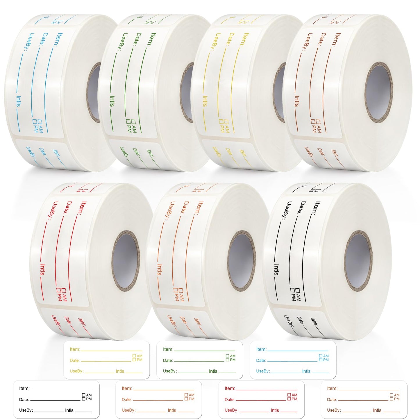 Sayglossy 3500 Pcs Removable Food Labels 1 x 2 Inch Food Storage Freezer Tape Roll Date Stickers Easy Write for Restaurant Freezer Refrigerator Plastic Containers