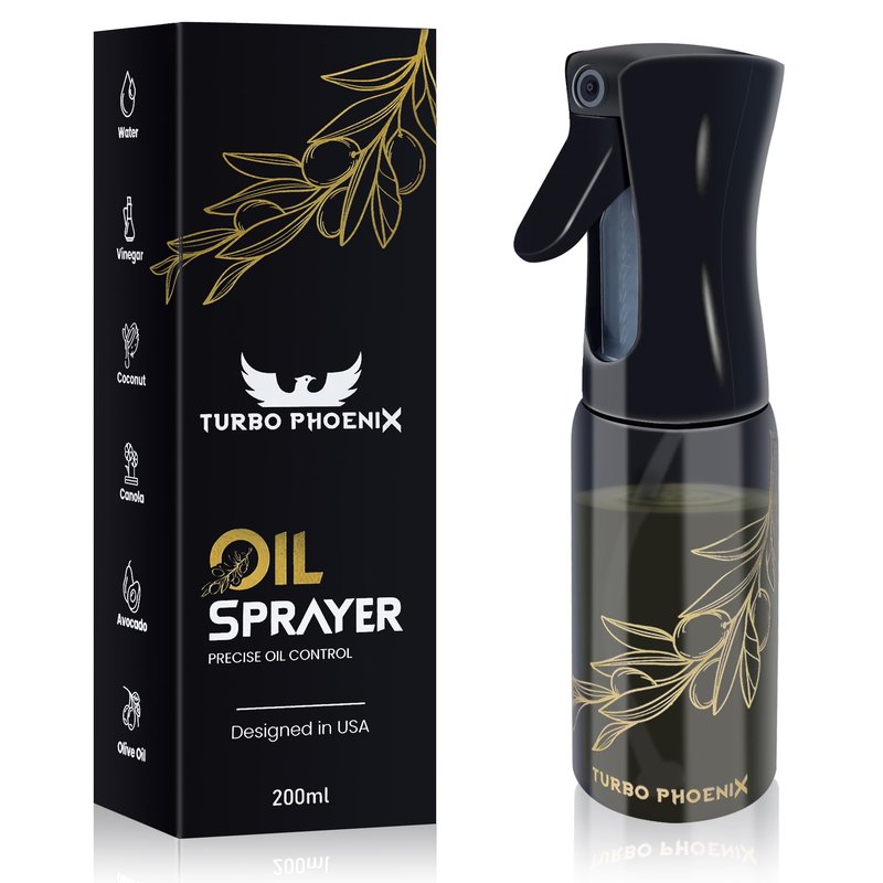 Oil Sprayer For Cooking, 200ML-Glass Refillable Spray Bottle, Oil Spritzer Dispenser For Kitchen,Olive Oil Dispenser Spray Bottle,Oil Sprayer For Air Fryer, Perfect Control For A Healthy Diet Portion.