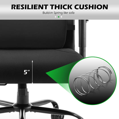 WUDOYO Extra Wide Seat Office Chair for Big and Tall 500lbs, with High Back Adjustable Headrest Lumbar Support Arms Wheels Heavy Duty (Breathable Fabric Seat)