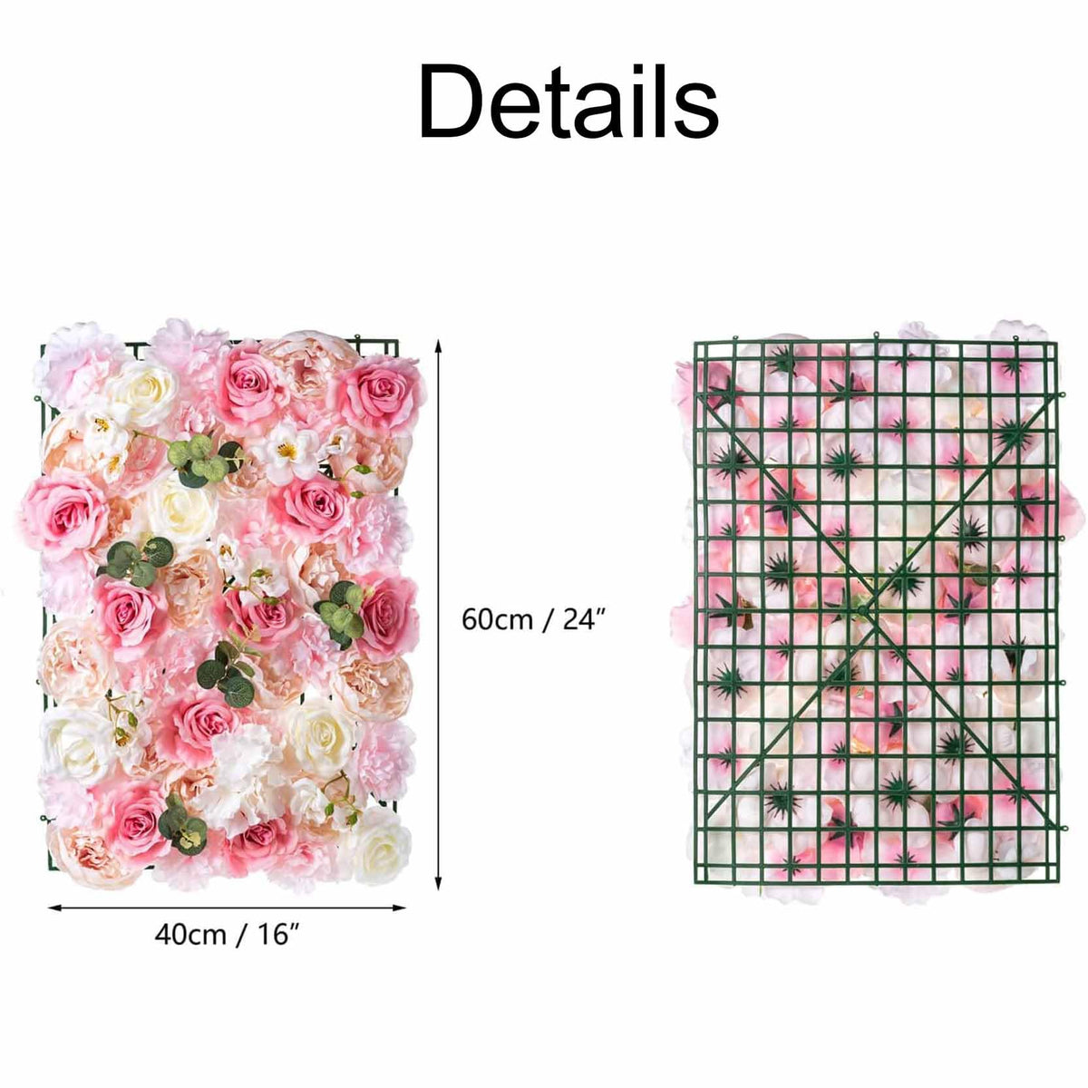 GOUZIBHD Flower Wall Panel, Fake Silk Flower Backdrop, Artificial Flower Wall Mat for Wedding Party Bridal Baby Shower Living Room Decor, 16 X 24 in Silk Rose Wall(Size:12PCS)