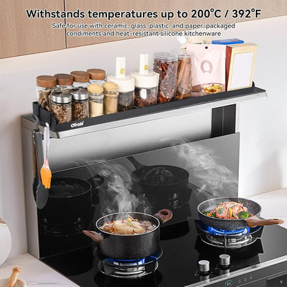 16-32 inch 4 OTraki Magnetic Stove Top Shelf Spice Rack for Stove Adjustable Over the Stove Shelf Stainless Steel