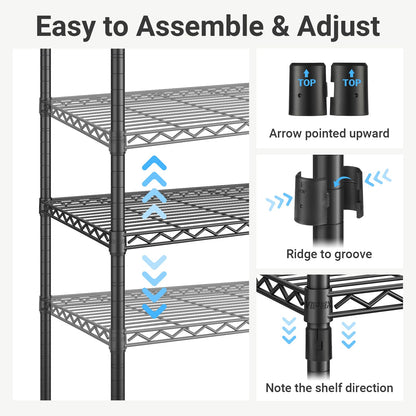 VIPEK X3 Expandable Heavy Duty Clothes Rack Adjustable from 5'2" to 8' with Adjustable Shelves and Hanger Rods, Large Freestanding Clothing Racks Reach-in & Walk-in Closet, Max Load 1210LBS, Black
