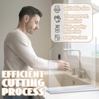 2 Pcs Clear Acrylic Sink Splash Guard with Suction Cup Freestanding Panel Barrier 15.35" x 4.5" x 14.01" Barrier Kitchen Guard Protective Splatter Barrier for Home Hospitals